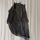Avant Garde Black Satin Lace Skirt - Asymmetrical Gothic Midi Style S - Image 2