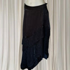 Avant Garde Black Satin Lace Skirt - Asymmetrical Gothic Midi Style S - Image 4