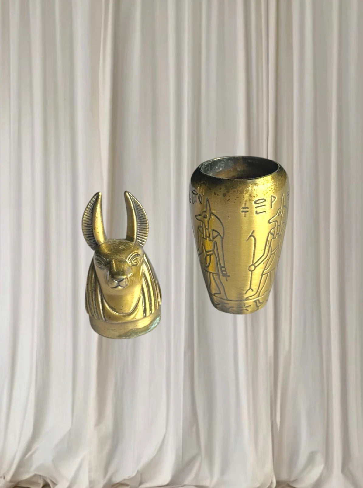 Veronese Design Egyptian Canopic Jars - Set of 4 Decorative Brass Finish Figurines - Image 4