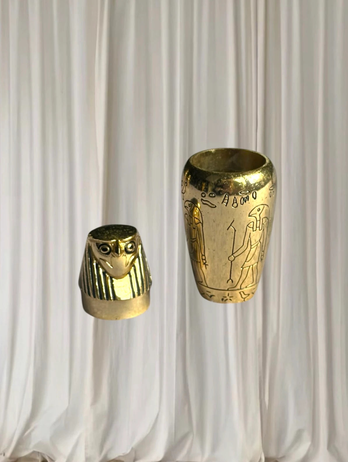 Veronese Design Egyptian Canopic Jars - Set of 4 Decorative Brass Finish Figurines - Image 5