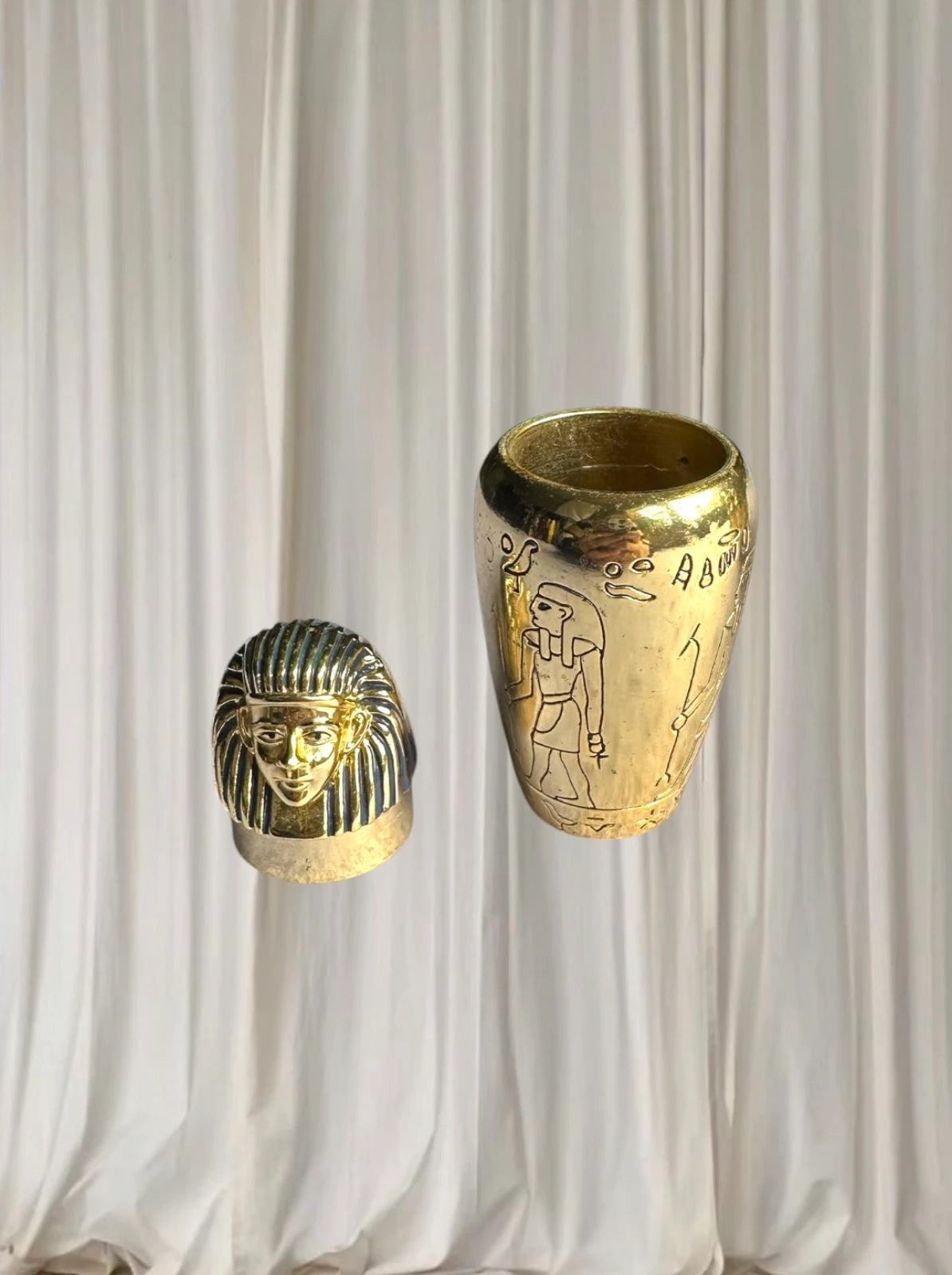 Veronese Design Egyptian Canopic Jars - Set of 4 Decorative Brass Finish Figurines - Image 6