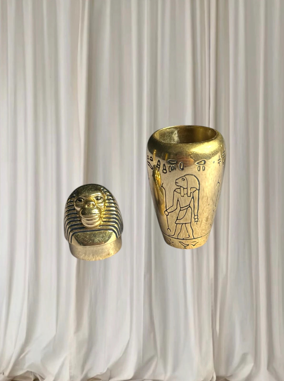 Veronese Design Egyptian Canopic Jars - Set of 4 Decorative Brass Finish Figurines - Image 7