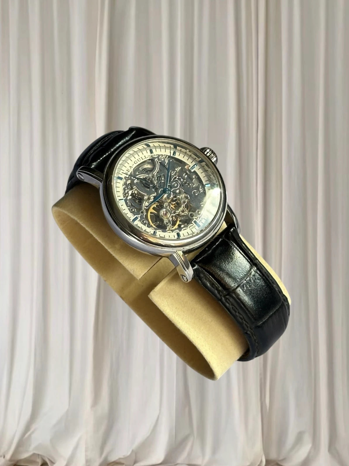 Sea-Gull M182SK Skeleton Automatic Watch - Men's Leather Strap - Image 2