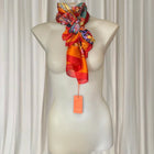 Silk Scarf - Vibrant Orange Mandala Print Luxury Accessory - Image 5
