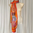 Silk Scarf - Vibrant Orange Mandala Print Luxury Accessory - Image 3