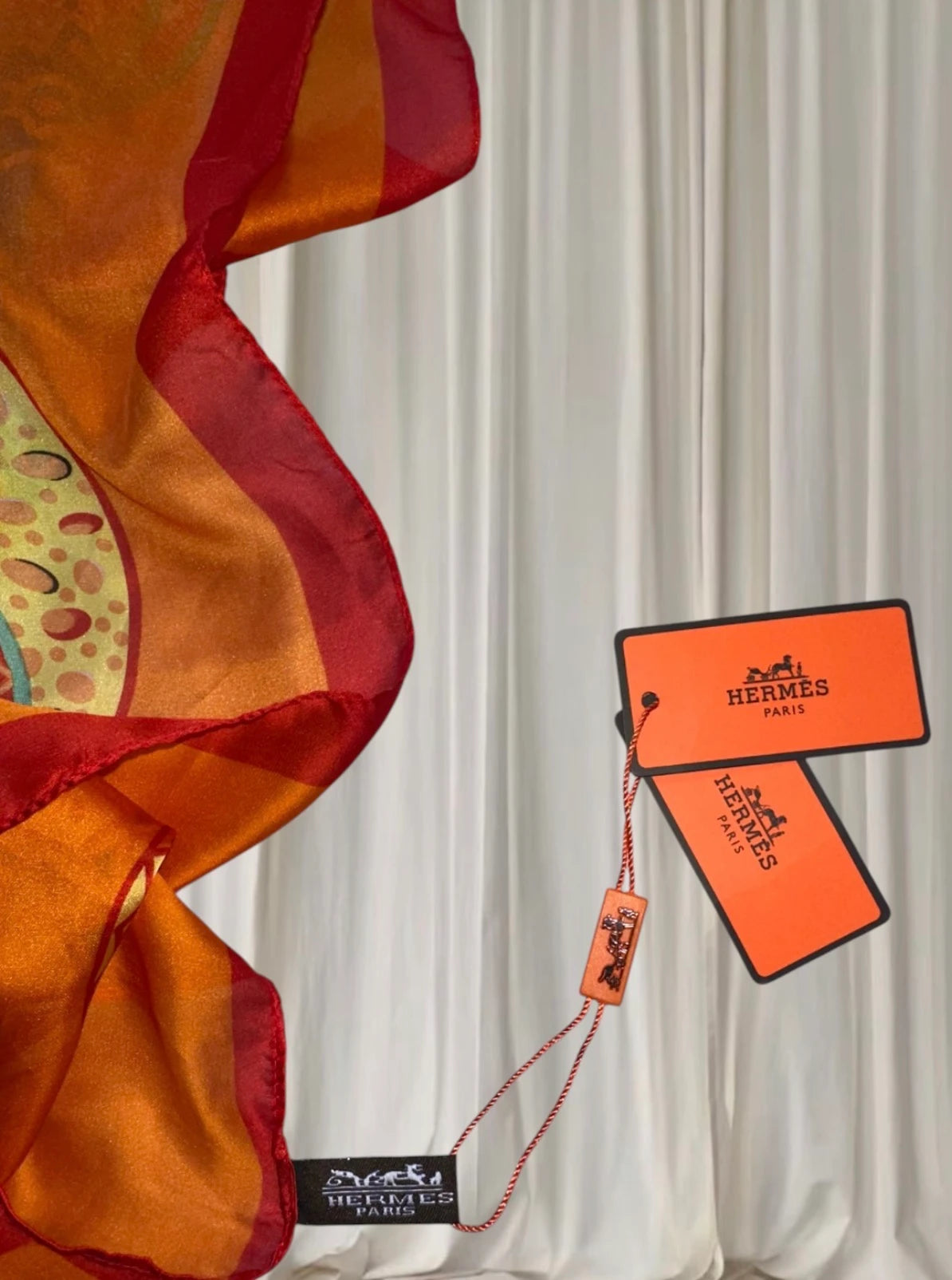 Silk Scarf - Vibrant Orange Mandala Print Luxury Accessory - Image 8