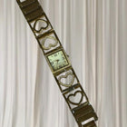 Timeless Elegance Quartz Watch - Vintage Gold Tone Heart Link With Rhinestones - Image 4