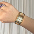 Timeless Elegance Quartz Watch - Vintage Gold Tone Heart Link With Rhinestones - Image 1