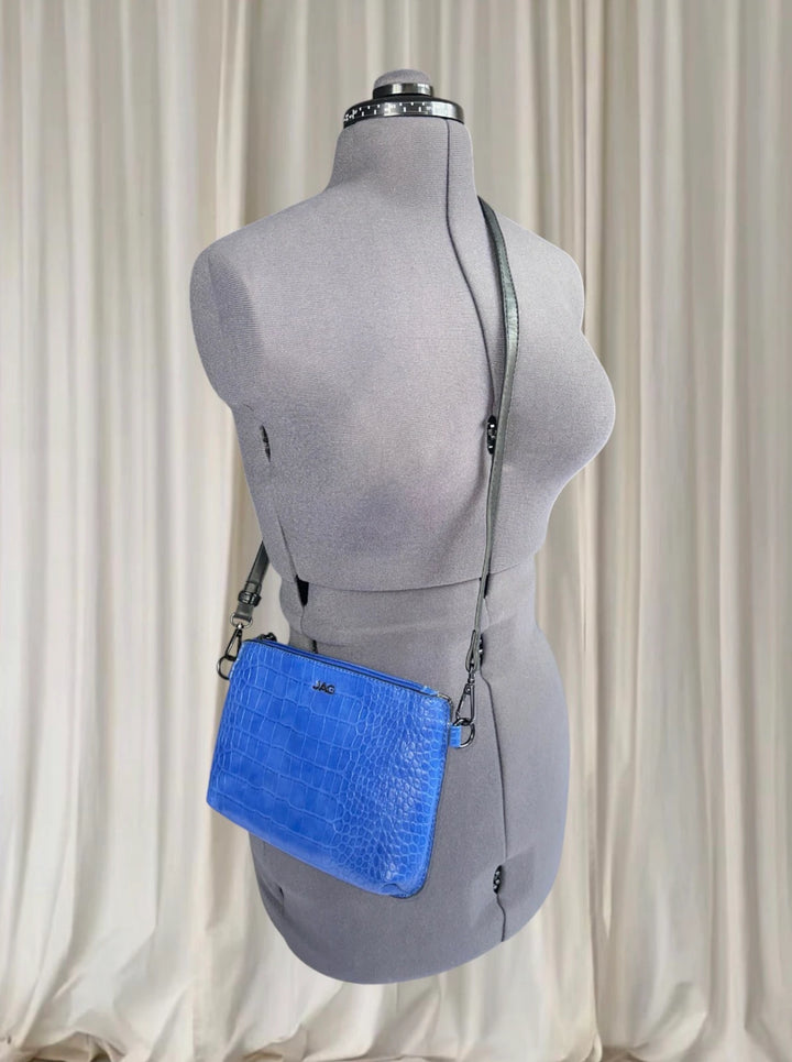 JAG Crossbody Bag - Vibrant Blue Croc Embossed Leather - Image 1