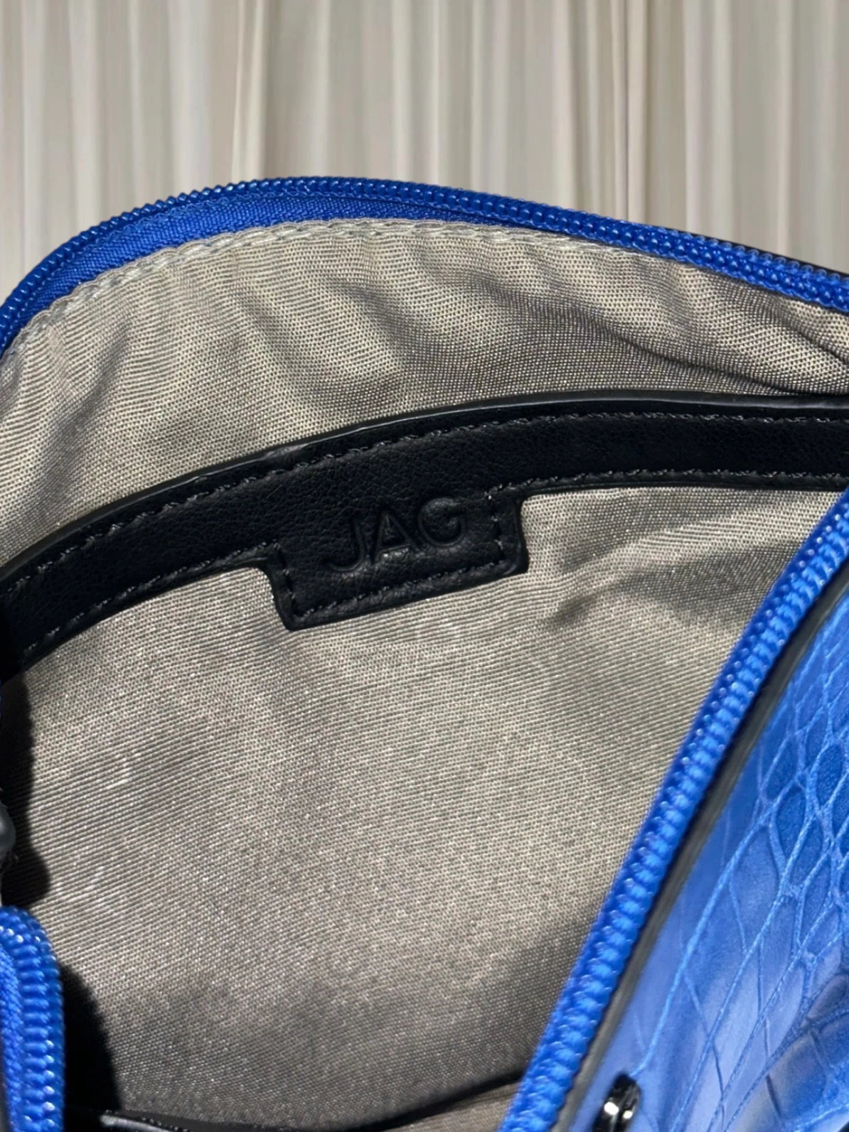 JAG Crossbody Bag - Vibrant Blue Croc Embossed Leather - Image 6