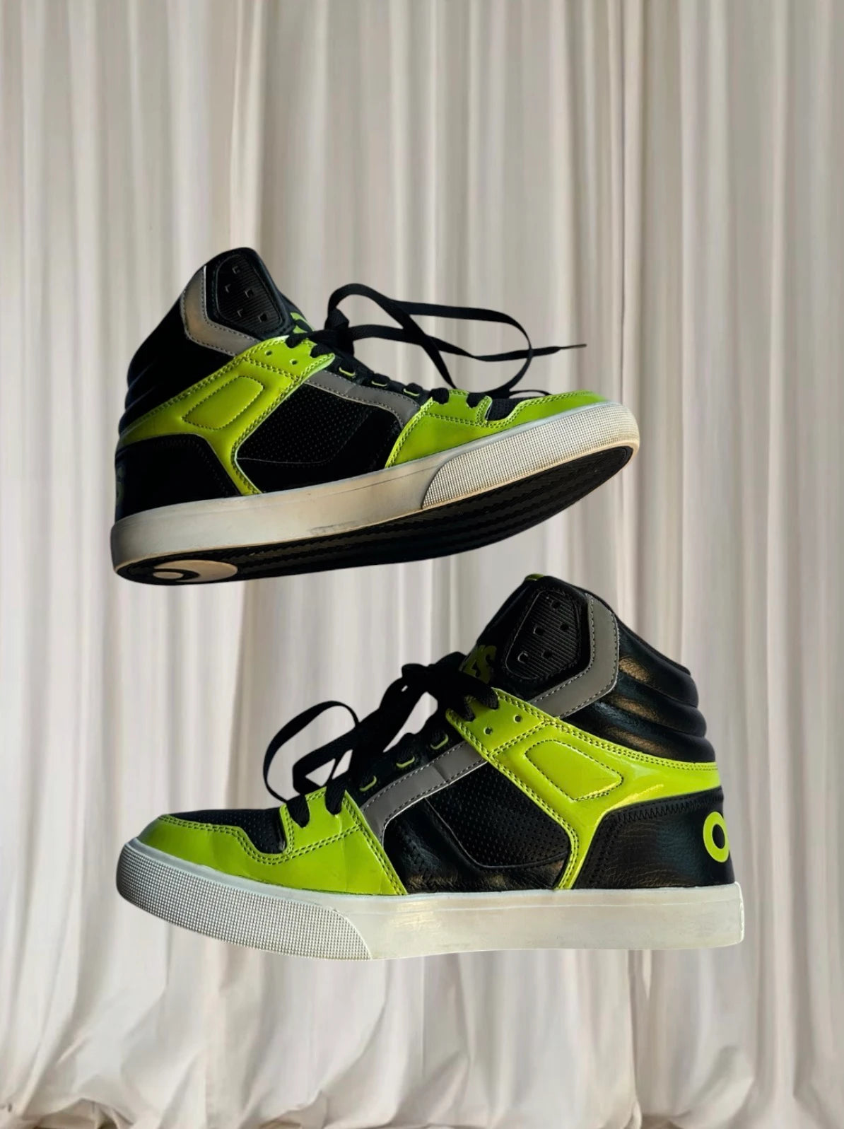 Osiris Clone NYC 83 High Top Sneakers - Retro Skate Style in Black and Neon Green - Image 4