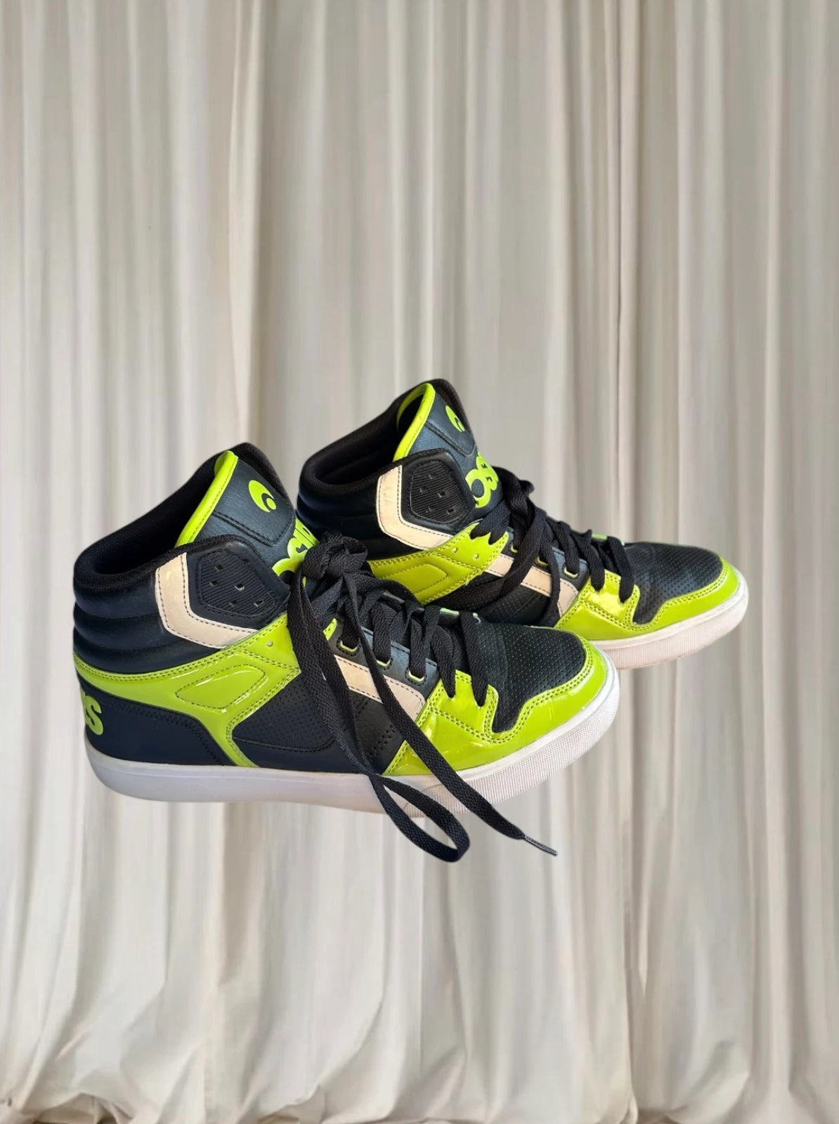 Osiris Clone NYC 83 High Top Sneakers - Retro Skate Style in Black and Neon Green - Image 2