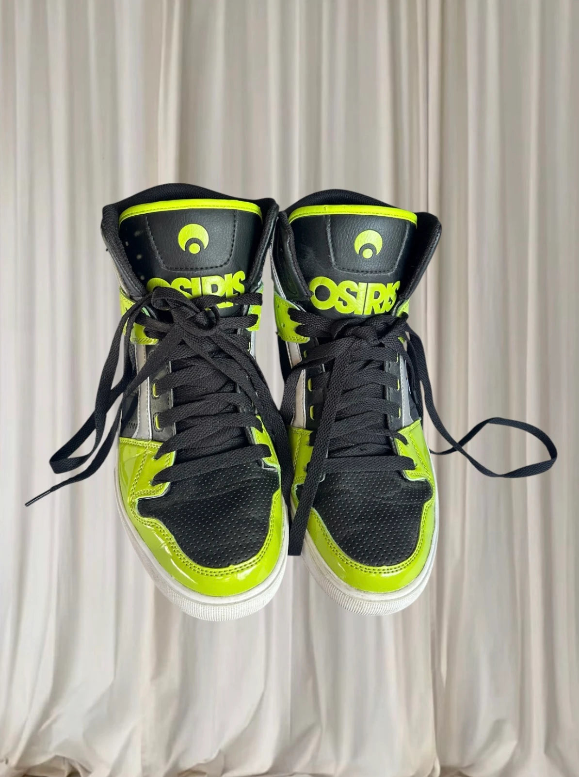 Osiris Clone NYC 83 High Top Sneakers - Retro Skate Style in Black and Neon Green - Image 3