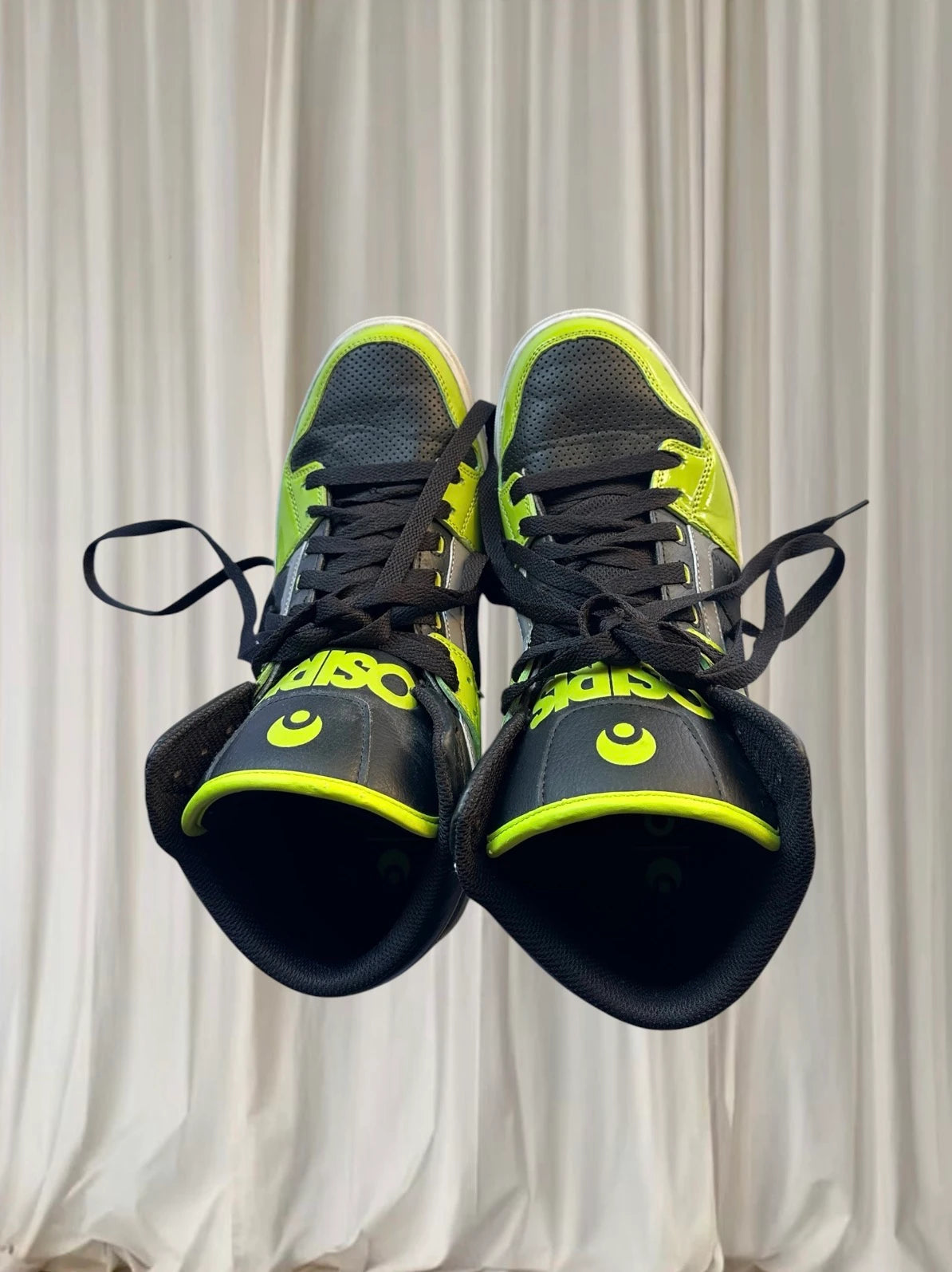 Osiris Clone NYC 83 High Top Sneakers - Retro Skate Style in Black and Neon Green - Image 5