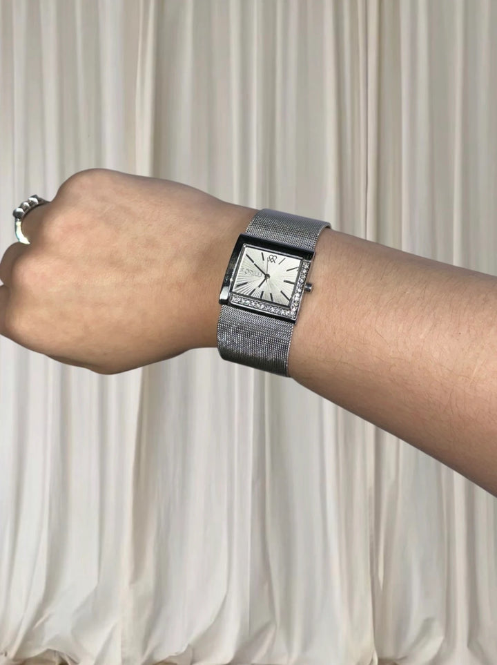 Fiorelli Women's Rectangular Watch - Elegant Silver Mesh Strap With Diamante Detail - Image 1