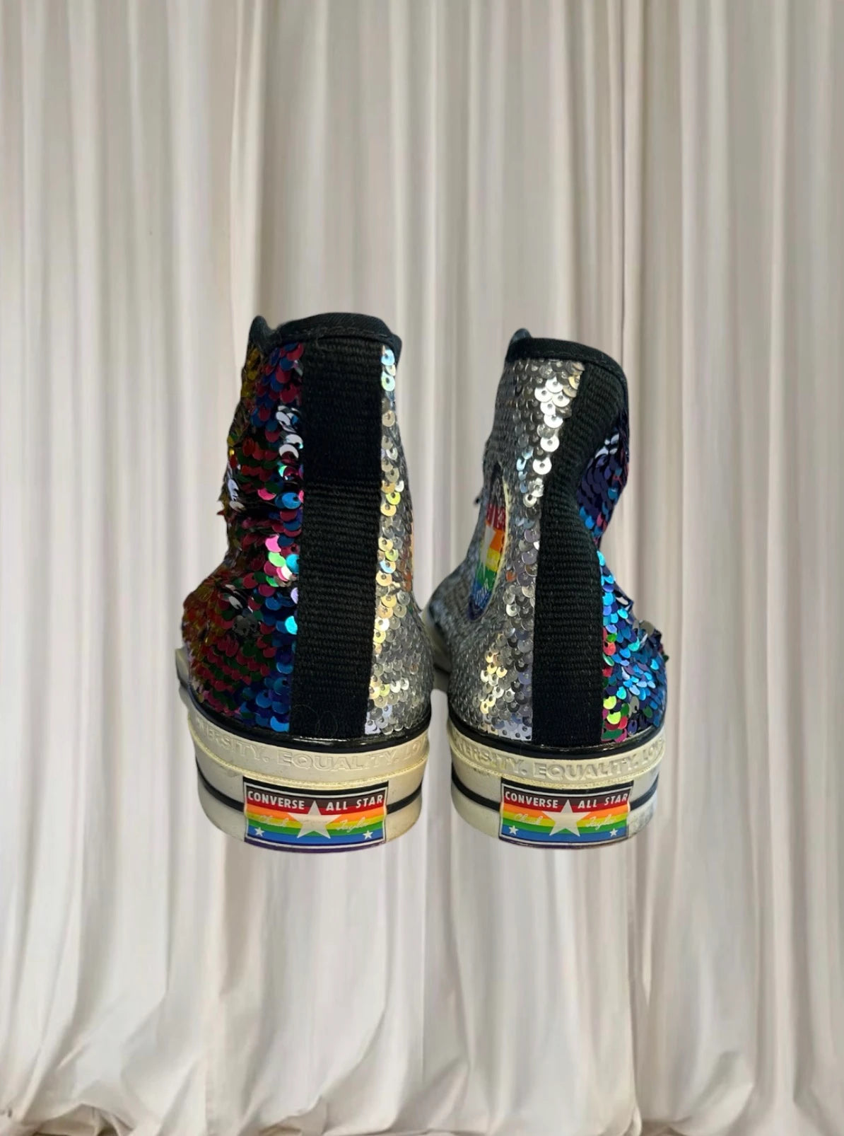 Converse Chuck 70 High Top Sneakers - Rainbow Sequin Pride Edition M6 W8 - Image 6