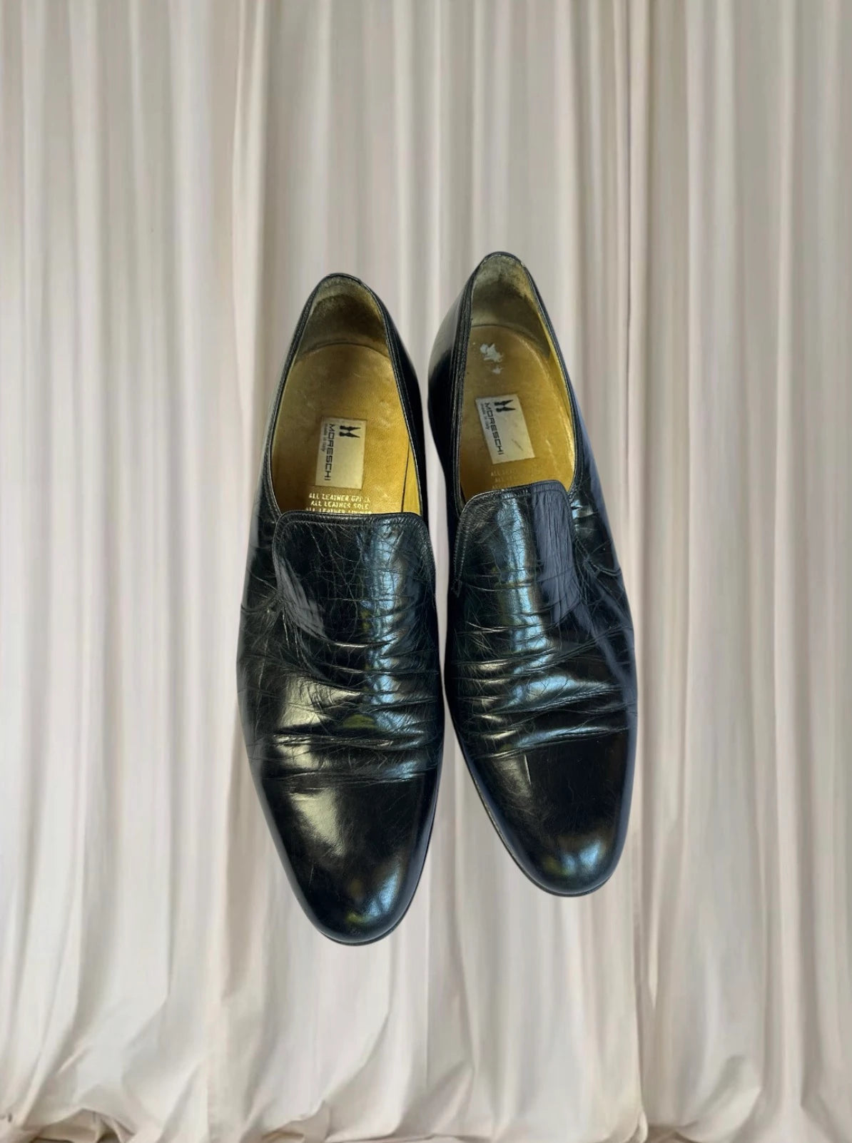 Moreschi Italian Leather Slip-On Loafers - Men's Classic Black Dress Shoes AU 10.5 - Image 2