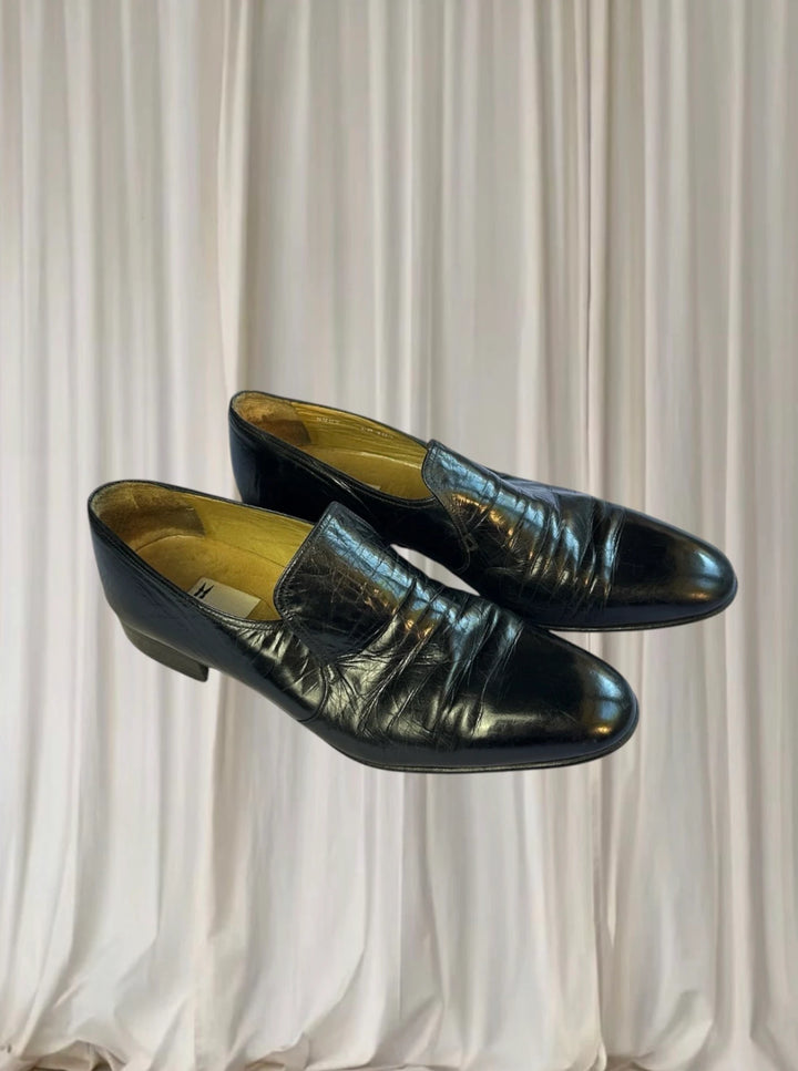 Moreschi Italian Leather Slip-On Loafers - Men's Classic Black Dress Shoes AU 10.5 - Image 1