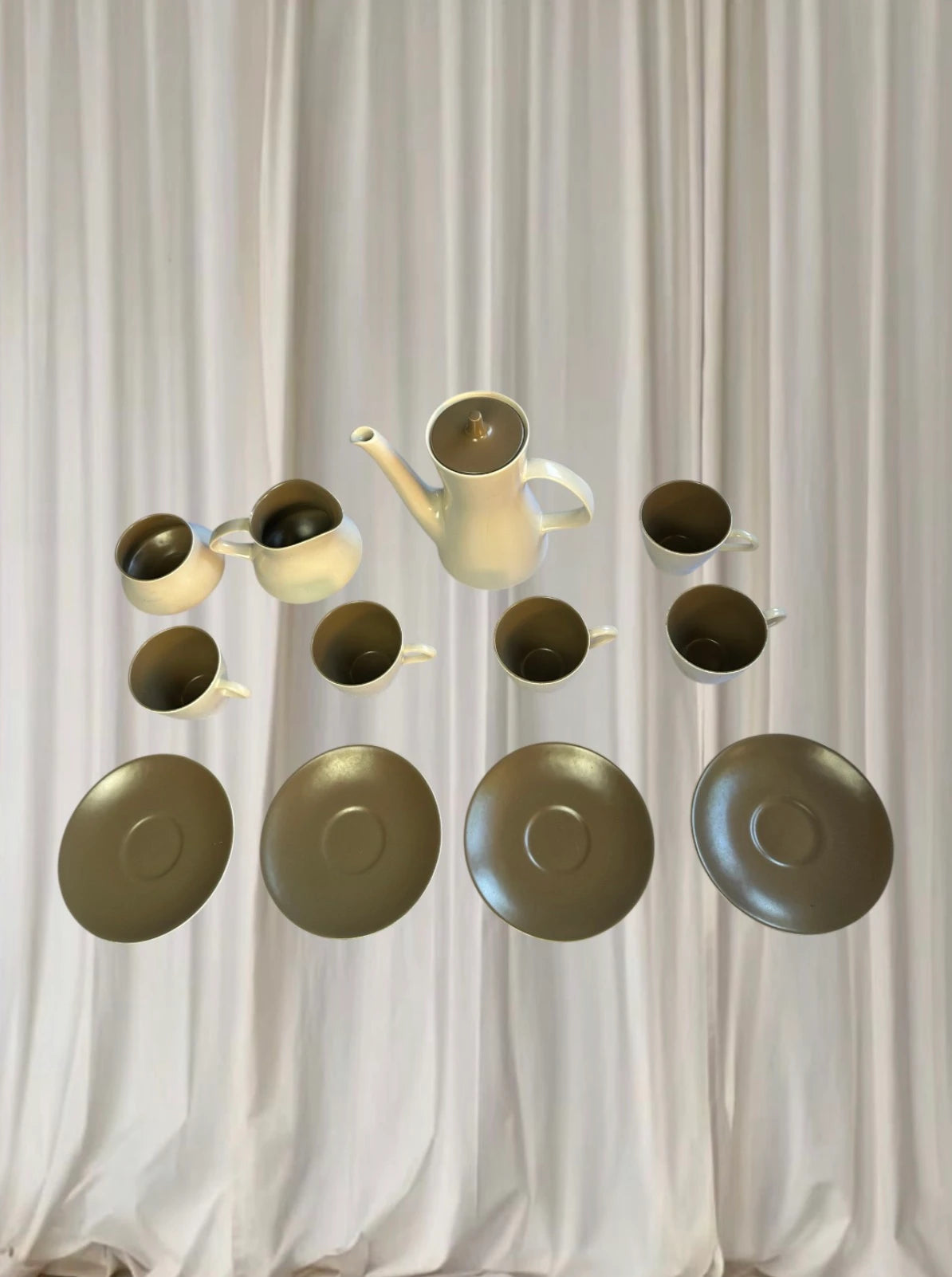 Mid-Century Espresso Coffee Set By Poole Pottery In Twintone Mushroom & Sepia - Image 3