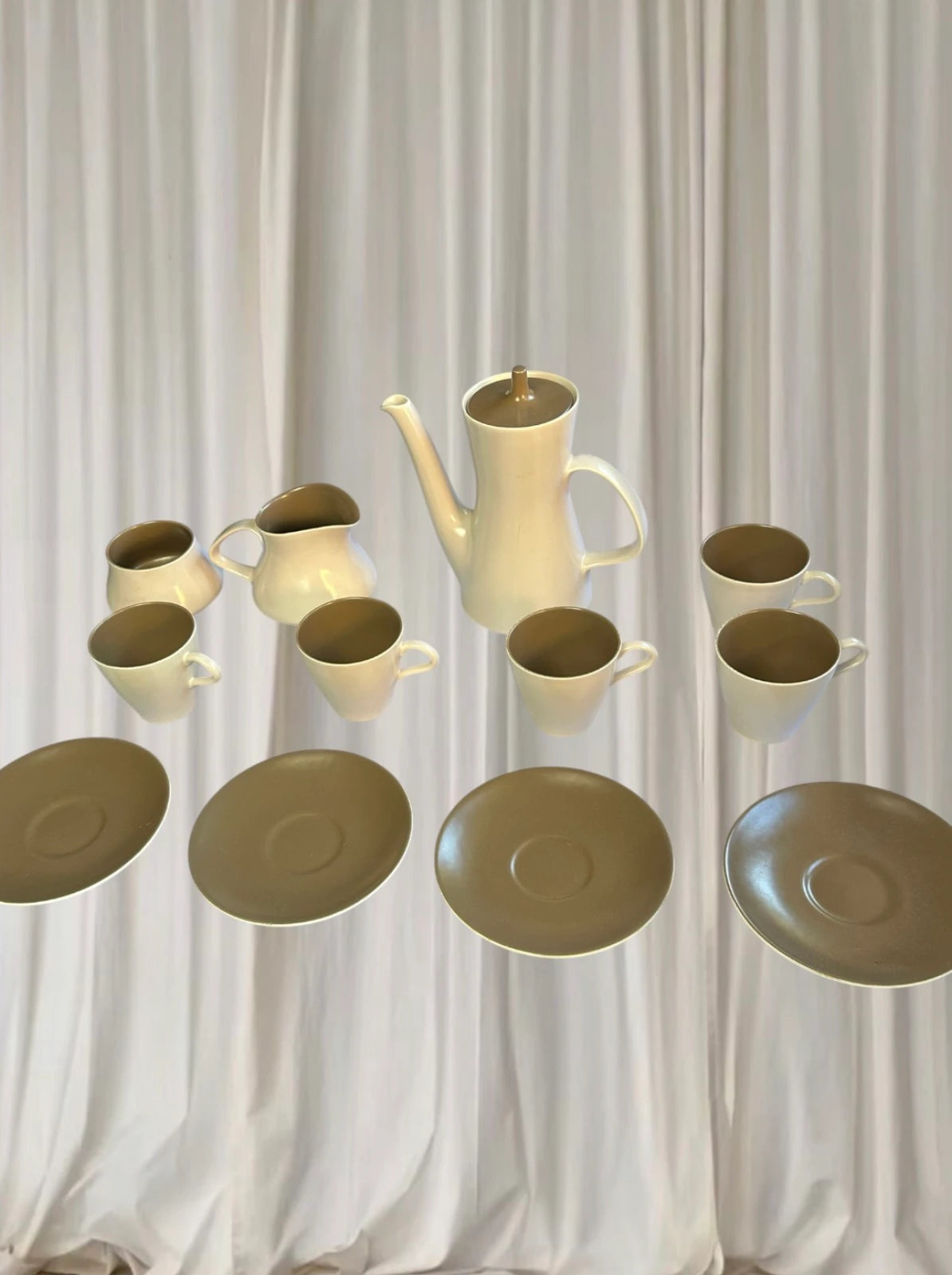 Mid-Century Espresso Coffee Set By Poole Pottery In Twintone Mushroom & Sepia - Image 2