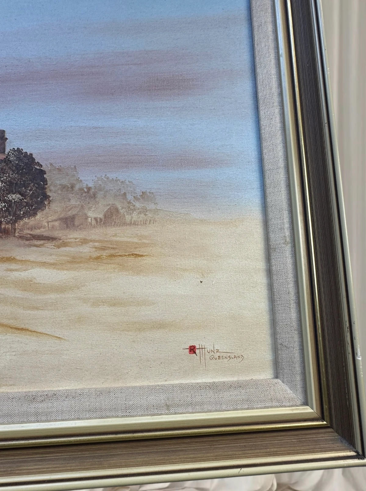 Robert Gordon Munz Original Oil Painting - Australian Outback Hotel Landscape - Image 6