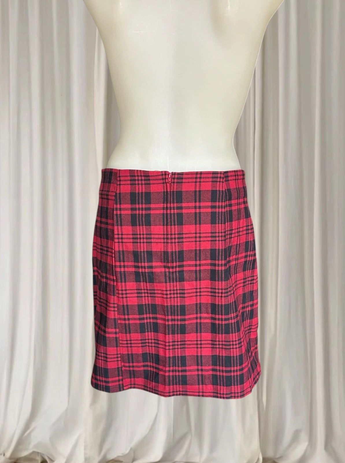 Dangerfield Escape My Affection Mini Skirt - Red Plaid Lace-Up AU10 BNWT - Image 4