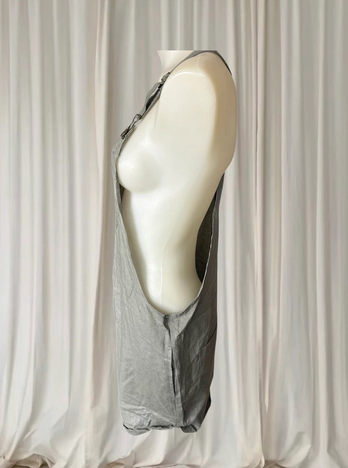Cape Linen Blend Short Overalls - Comfortable Grey Summer Casual Wear S - Image 5