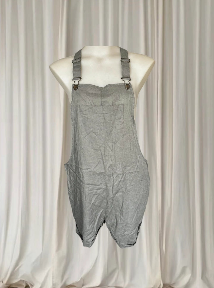 Cape Linen Blend Short Overalls - Comfortable Grey Summer Casual Wear S - Image 1