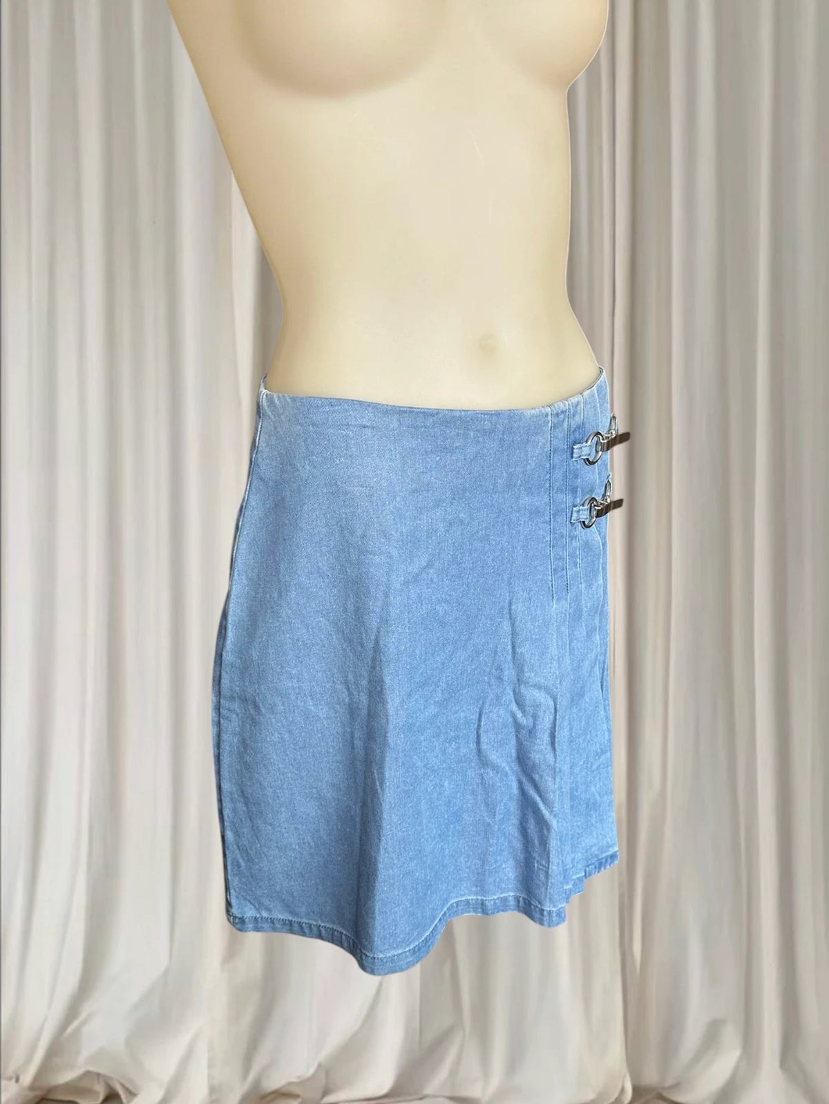 Dangerfield Liz Pleated Mini Denim Skort Buckle Design Y2K AU10 BNWT  - Image 3
