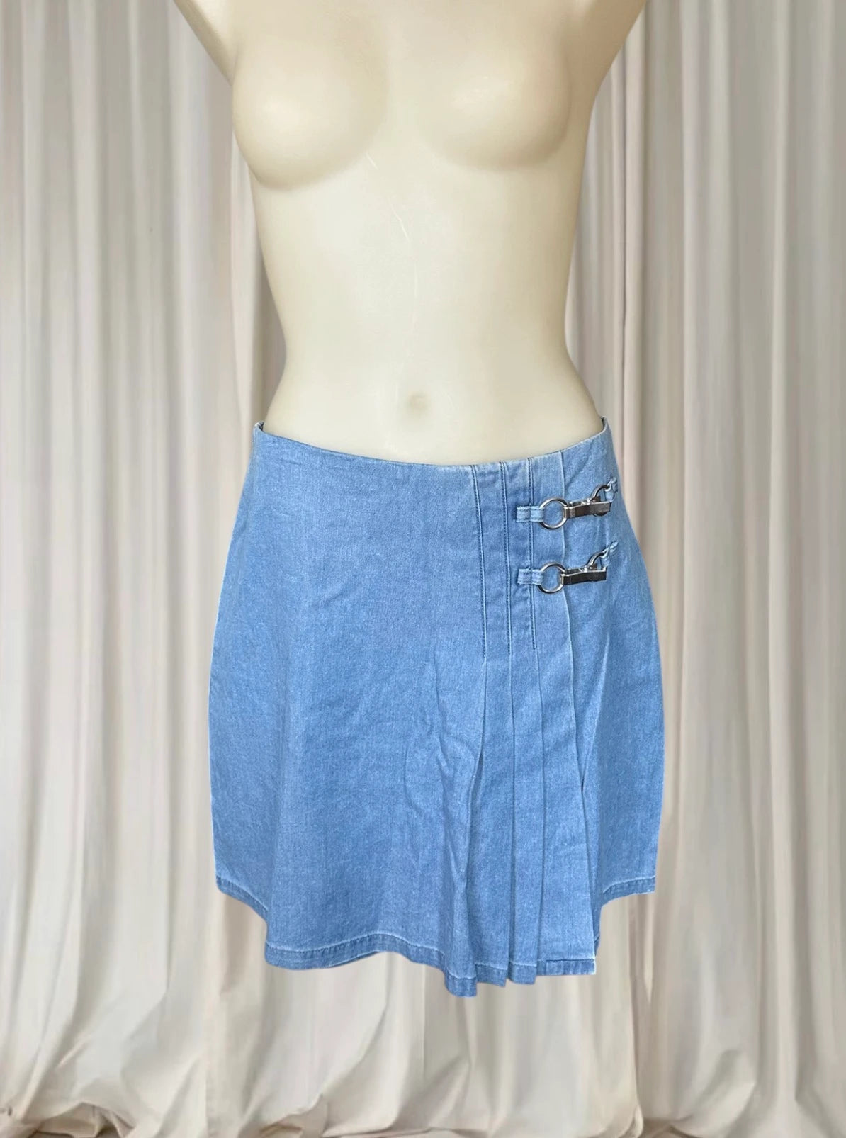Dangerfield Liz Pleated Mini Denim Skort Buckle Design Y2K AU10 BNWT  - Image 1