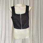 Dangerfield Black Zip-Front Crop Top - Modern Bustier Silhouette 10AU BNWT - Image 2