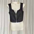 Dangerfield Black Zip-Front Crop Top - Modern Bustier Silhouette 10AU BNWT - Image 1