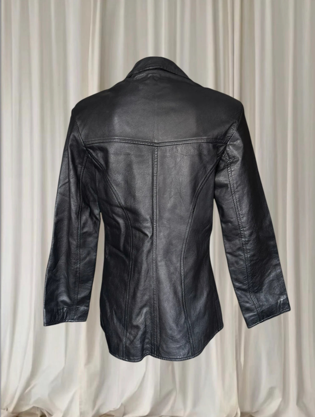 Vintage Leather Blazer Valina Australia - Classic Black Genuine Leather Jacket M - Image 5