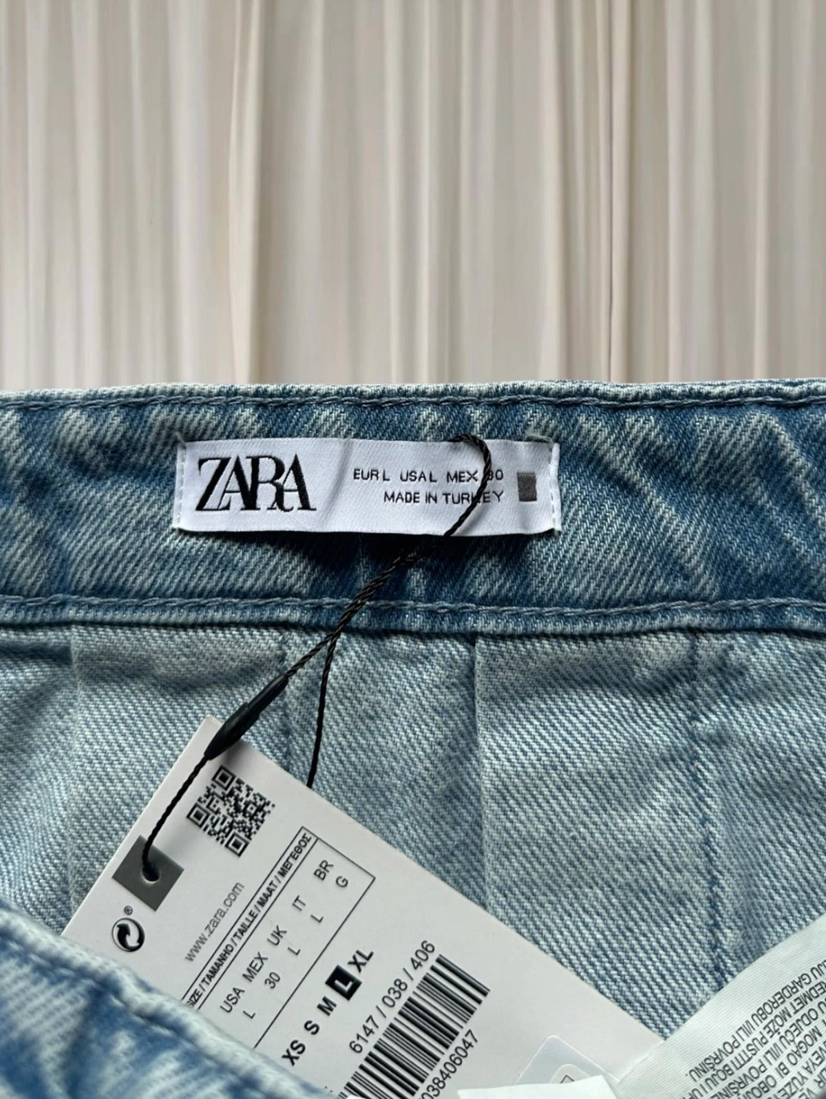Zara Pleated Y2k Mini Skirt - Acid Wash Denim Finish Large BNWT - Image 6