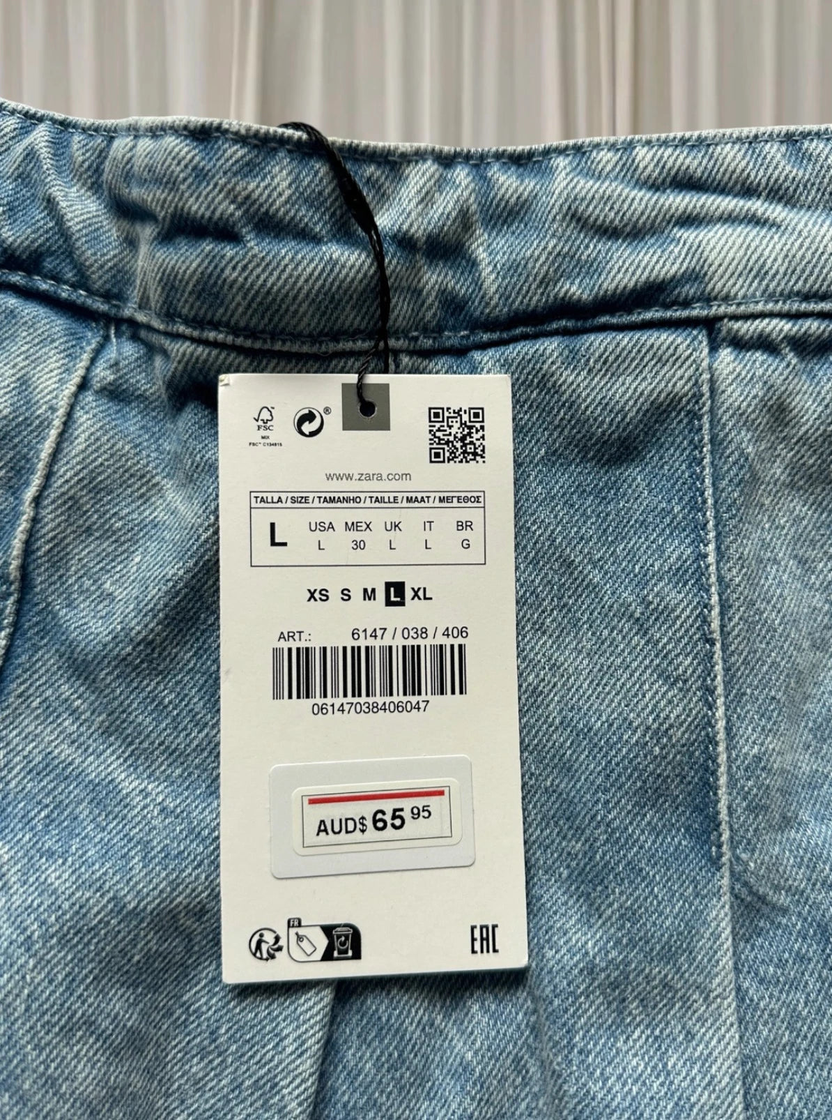 Zara Pleated Y2k Mini Skirt - Acid Wash Denim Finish Large BNWT - Image 7