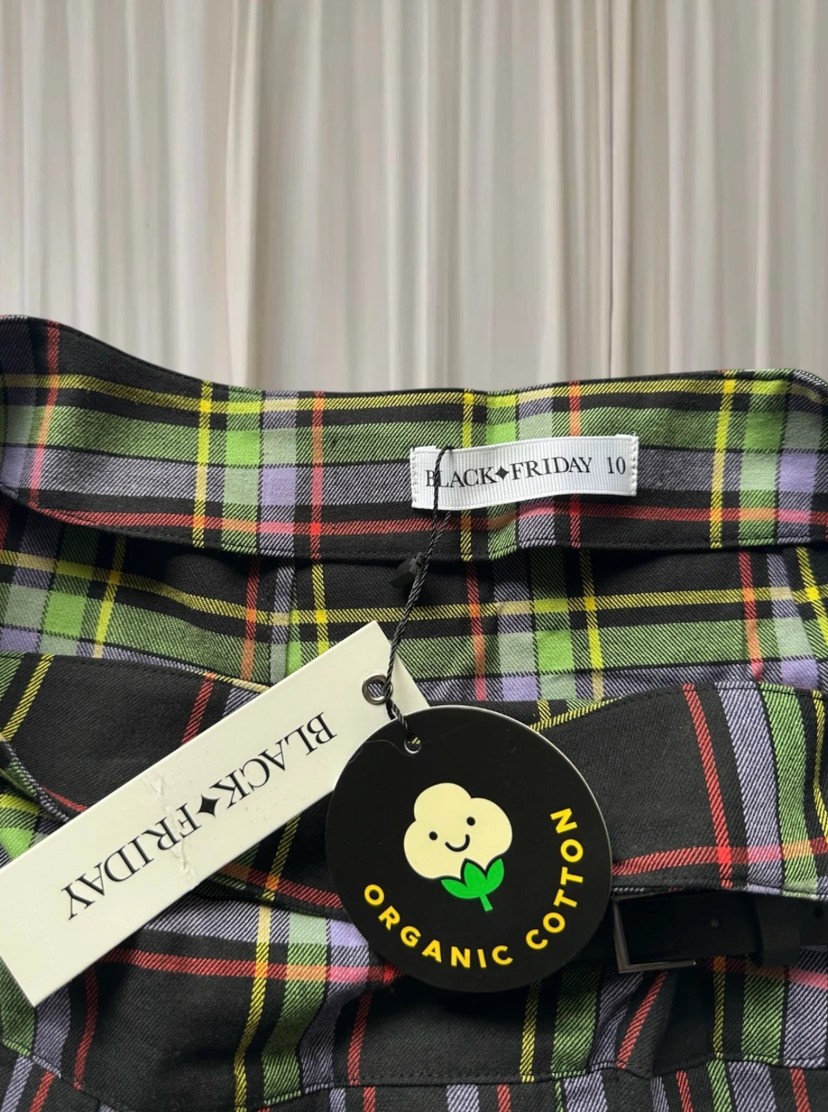 Black Friday Plaid Buckle Mini Skirt - Multi-Colour Pleated Design AU10 BNWT - Image 6