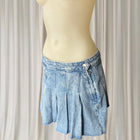 Denim Mini Skirt Y2k Vibe - Acid Wash Pleated Silhouette Size L - Image 4