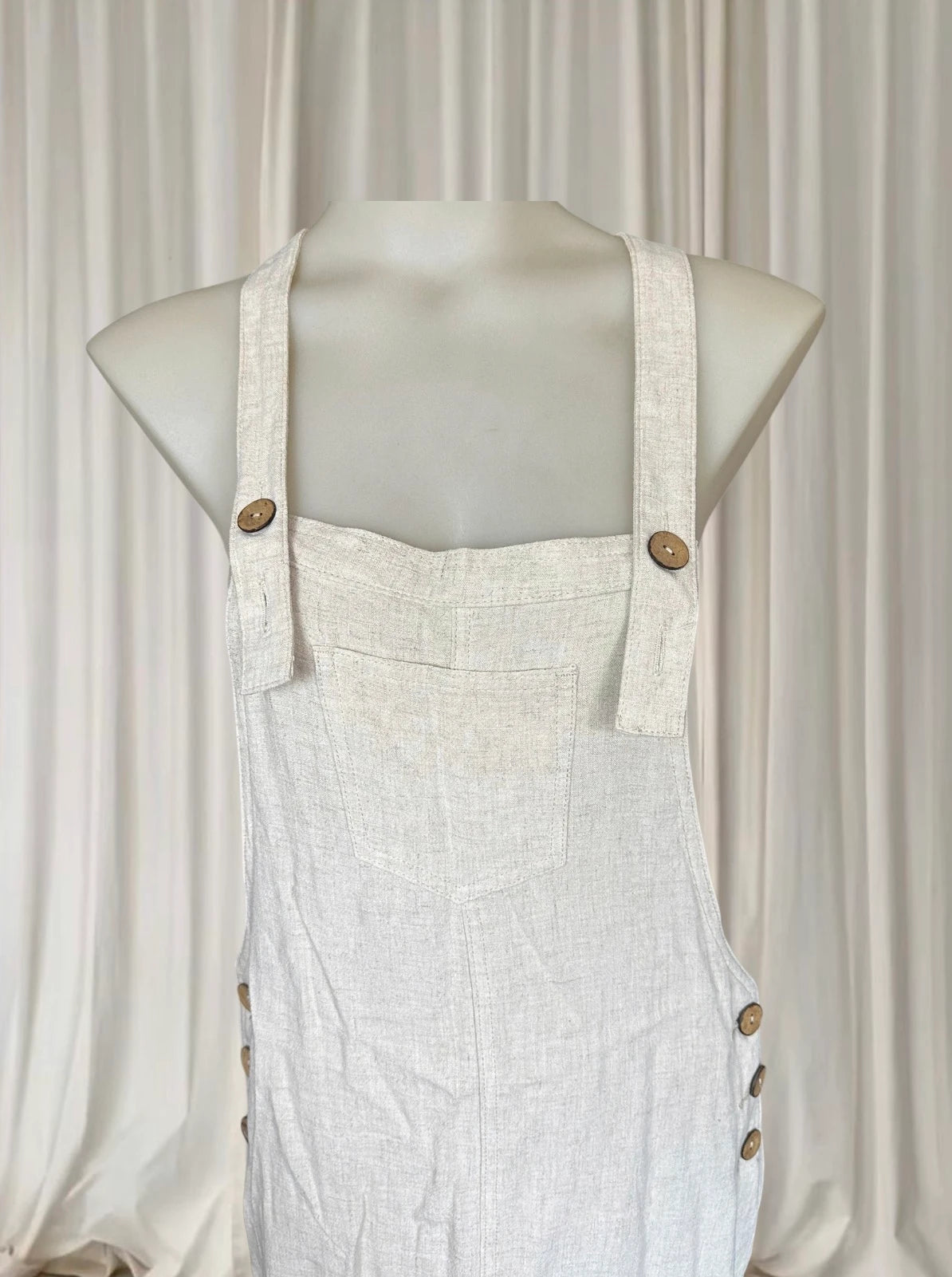 Mooloola Linen Blend Pinafore Dress - Chic Beige Overall Silhouette 10AU - Image 2