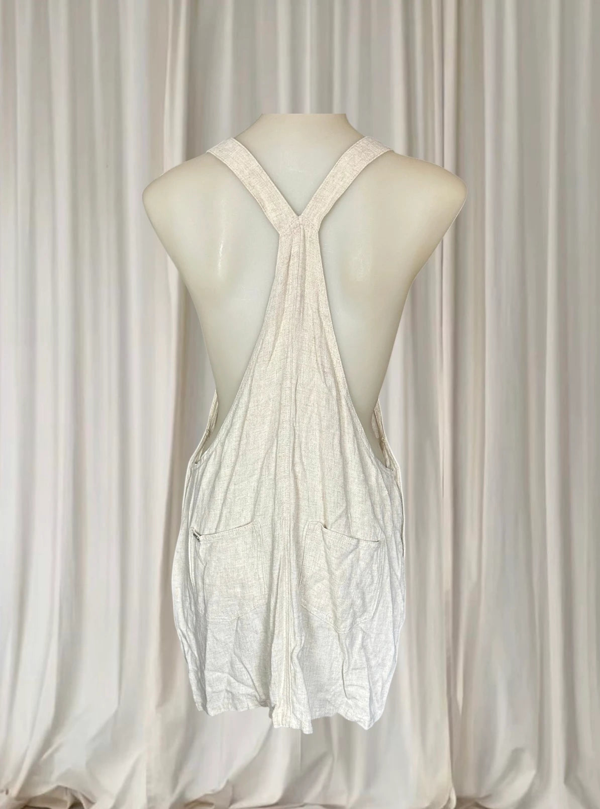 Mooloola Linen Blend Pinafore Dress - Chic Beige Overall Silhouette 10AU - Image 5