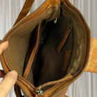 Modapelle Artisan Leather Crossbody Bag - Tan Boho Shoulder Bag - Image 5