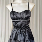 Satin Mini Dress - Pink Rouge Black Bubble Hem with Rhinestone Detail 8AU - Image 2