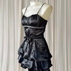 Satin Mini Dress - Pink Rouge Black Bubble Hem with Rhinestone Detail 8AU - Image 4