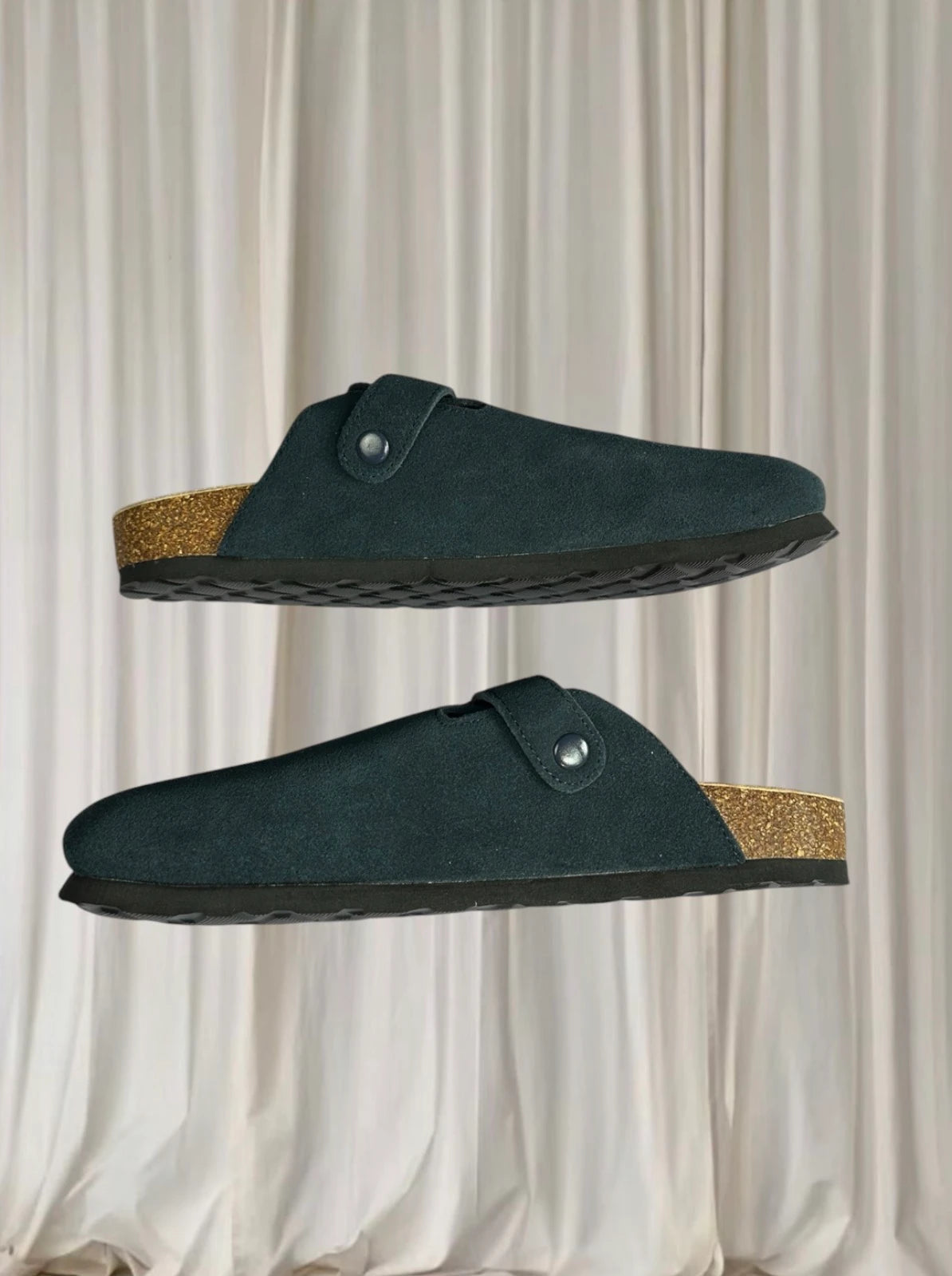 Qomfort Suede Clog Slippers - Leather Blue Buckle Footbed Sandals 40 BNWT - Image 5