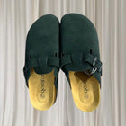 Qomfort Suede Clog Slippers - Leather Blue Buckle Footbed Sandals 40 BNWT - Image 2