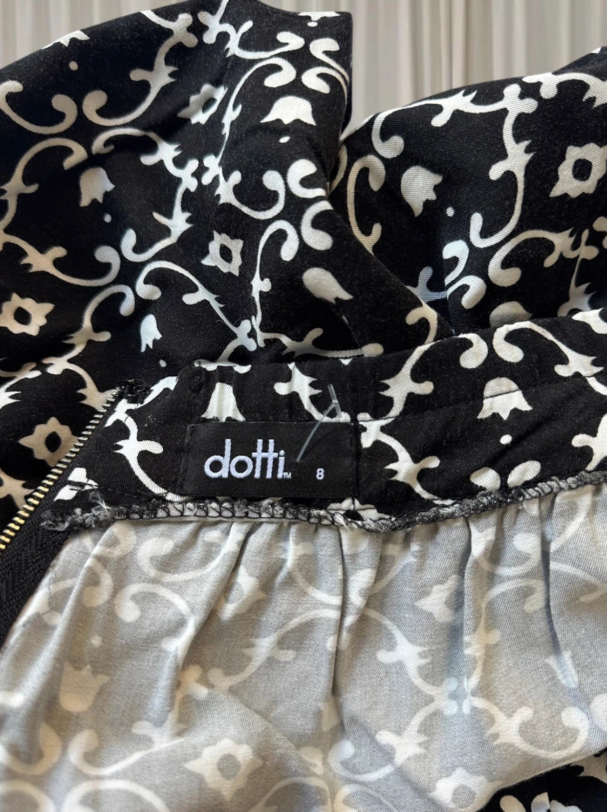 Floral Pleated Mini Skirt - Dotti Classic Black and White Pattern M - Image 6