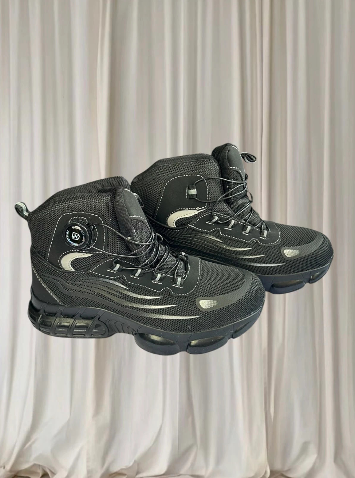 Black Steel Toe Work Safety Boots - Durable Dial Lacing Shoes 38 BNWT - Image 1