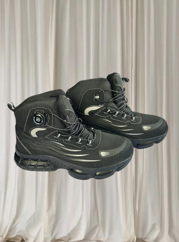 Black Steel Toe Work Safety Boots - Durable Dial Lacing Shoes 38 BNWT - Image 1