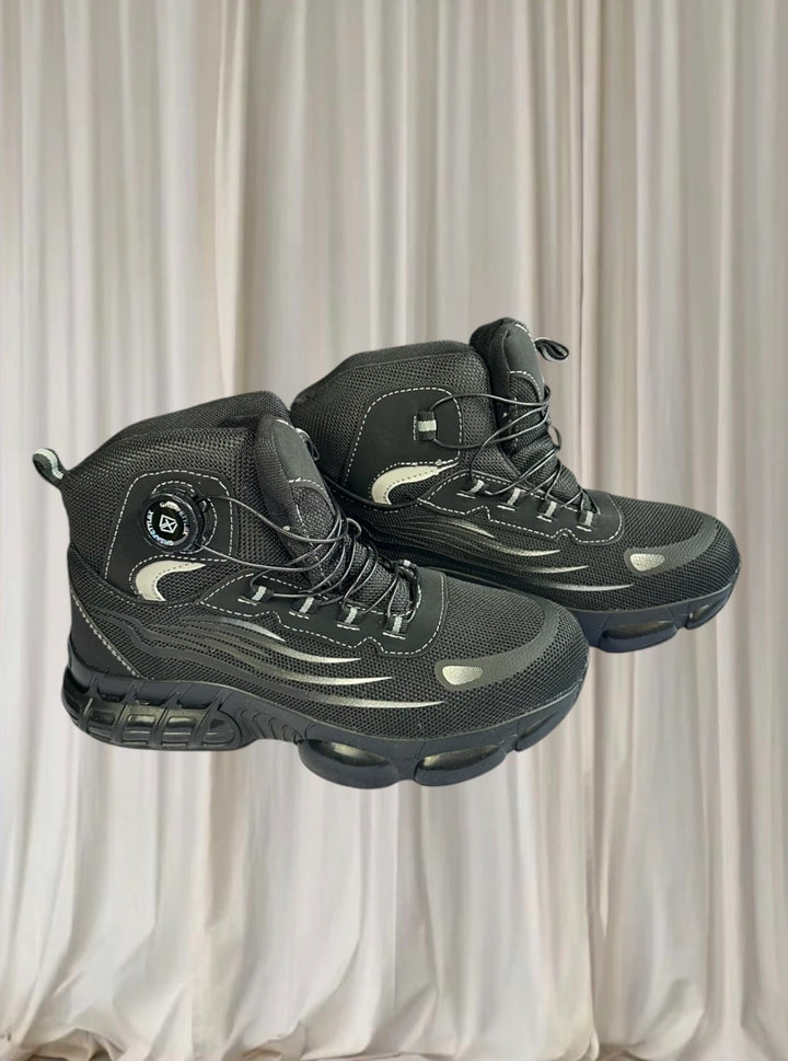 Black Steel Toe Work Safety Boots - Durable Dial Lacing Shoes 38 BNWT - Image 1