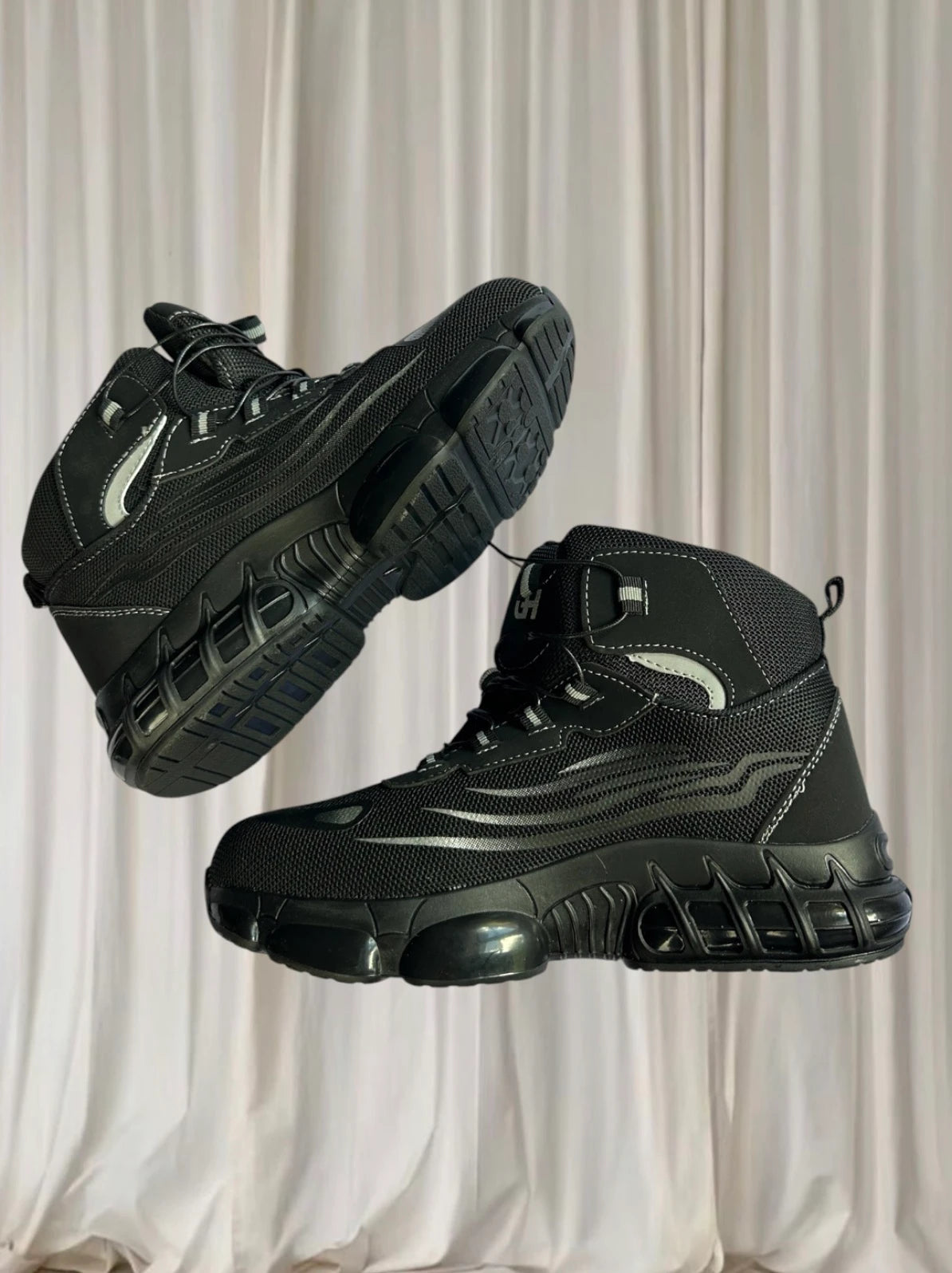 Black Steel Toe Work Safety Boots - Durable Dial Lacing Shoes 38 BNWT - Image 2
