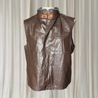 Vintage Style Faux Leather Vest - Brown Sleeveless Jacket with Faux Fur Collar L - Image 3